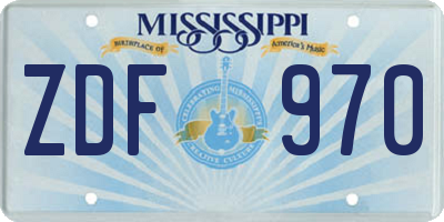 MS license plate ZDF970