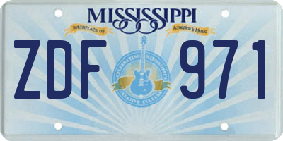MS license plate ZDF971