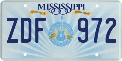 MS license plate ZDF972