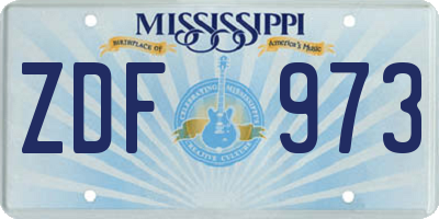 MS license plate ZDF973