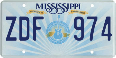 MS license plate ZDF974