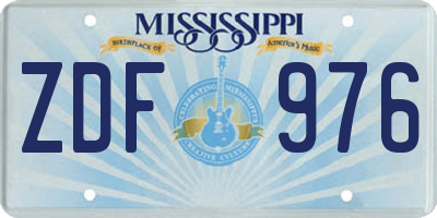 MS license plate ZDF976