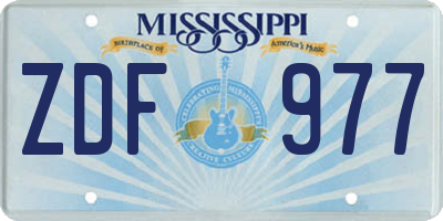 MS license plate ZDF977