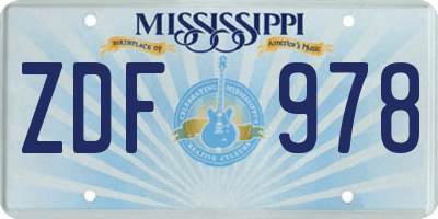 MS license plate ZDF978