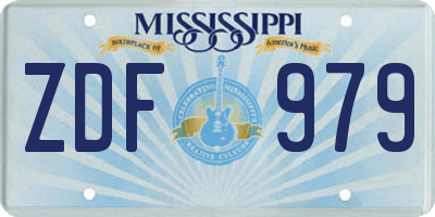 MS license plate ZDF979