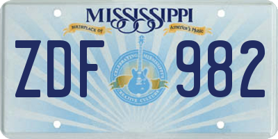 MS license plate ZDF982