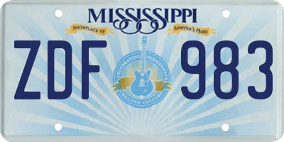 MS license plate ZDF983