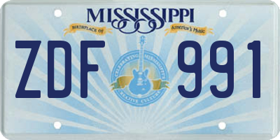MS license plate ZDF991