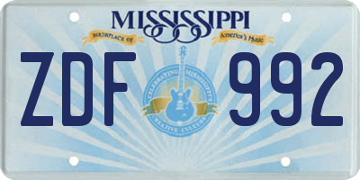 MS license plate ZDF992
