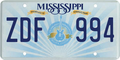 MS license plate ZDF994