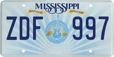 MS license plate ZDF997