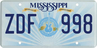 MS license plate ZDF998