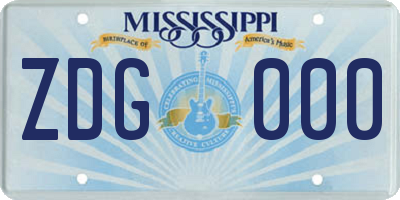MS license plate ZDG000
