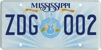 MS license plate ZDG002