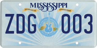 MS license plate ZDG003
