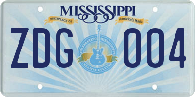 MS license plate ZDG004