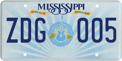 MS license plate ZDG005
