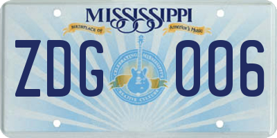 MS license plate ZDG006