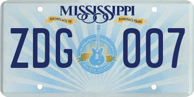 MS license plate ZDG007