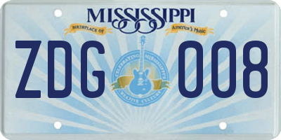 MS license plate ZDG008