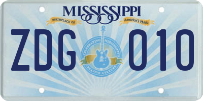 MS license plate ZDG010