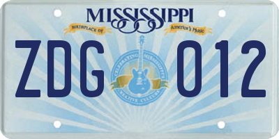 MS license plate ZDG012