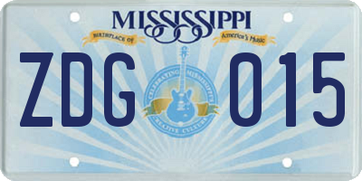 MS license plate ZDG015