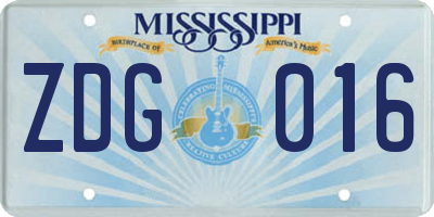 MS license plate ZDG016