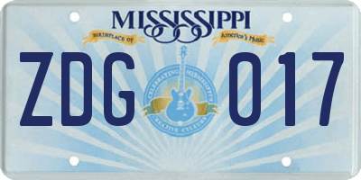 MS license plate ZDG017