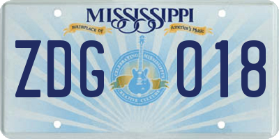 MS license plate ZDG018