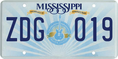 MS license plate ZDG019