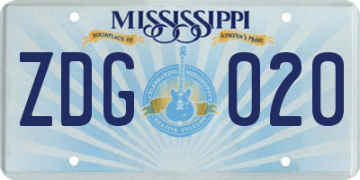 MS license plate ZDG020