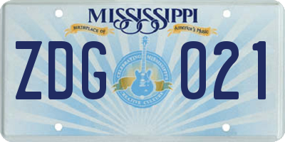 MS license plate ZDG021
