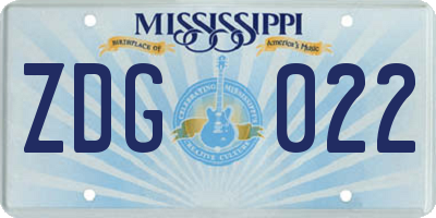 MS license plate ZDG022
