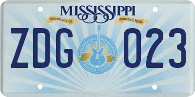 MS license plate ZDG023