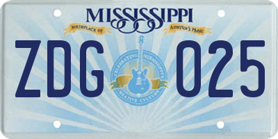 MS license plate ZDG025