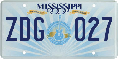 MS license plate ZDG027