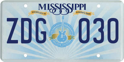 MS license plate ZDG030