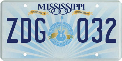 MS license plate ZDG032