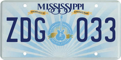 MS license plate ZDG033