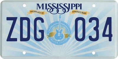 MS license plate ZDG034