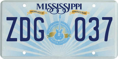 MS license plate ZDG037