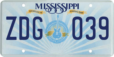 MS license plate ZDG039