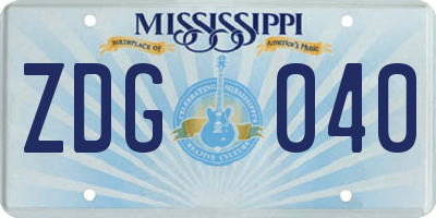 MS license plate ZDG040
