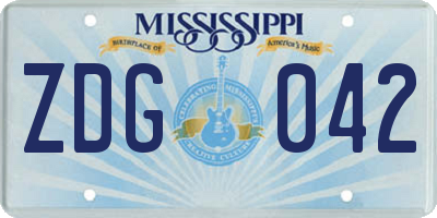 MS license plate ZDG042