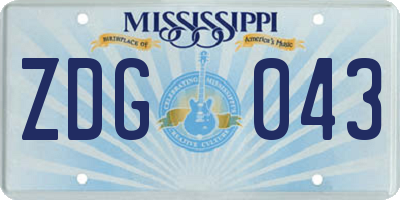 MS license plate ZDG043