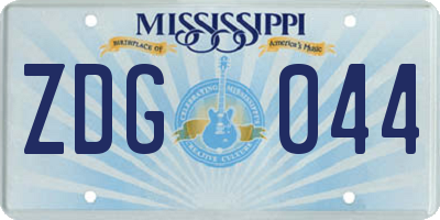 MS license plate ZDG044