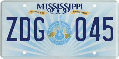 MS license plate ZDG045
