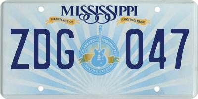 MS license plate ZDG047