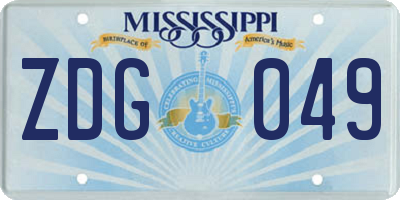 MS license plate ZDG049
